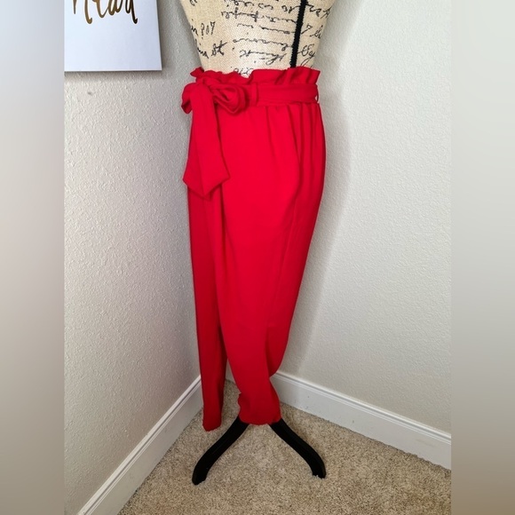 Lane Bryant Belted Slim Leg Red Ankle Pants Size 16 - Picture 8 of 14